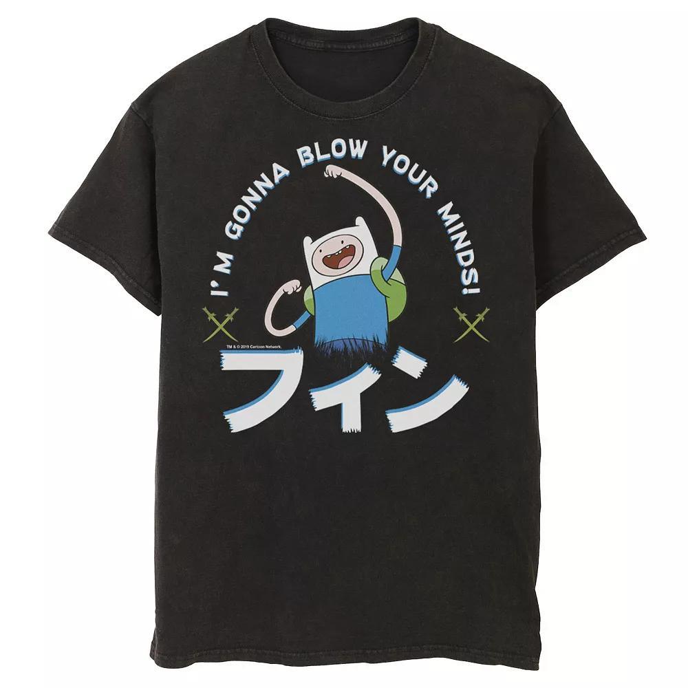 Men's Adventure Time Finn I'm Gonna Blow Your Minds Kanji Portrait Tee, Size: Large, Black Product Image