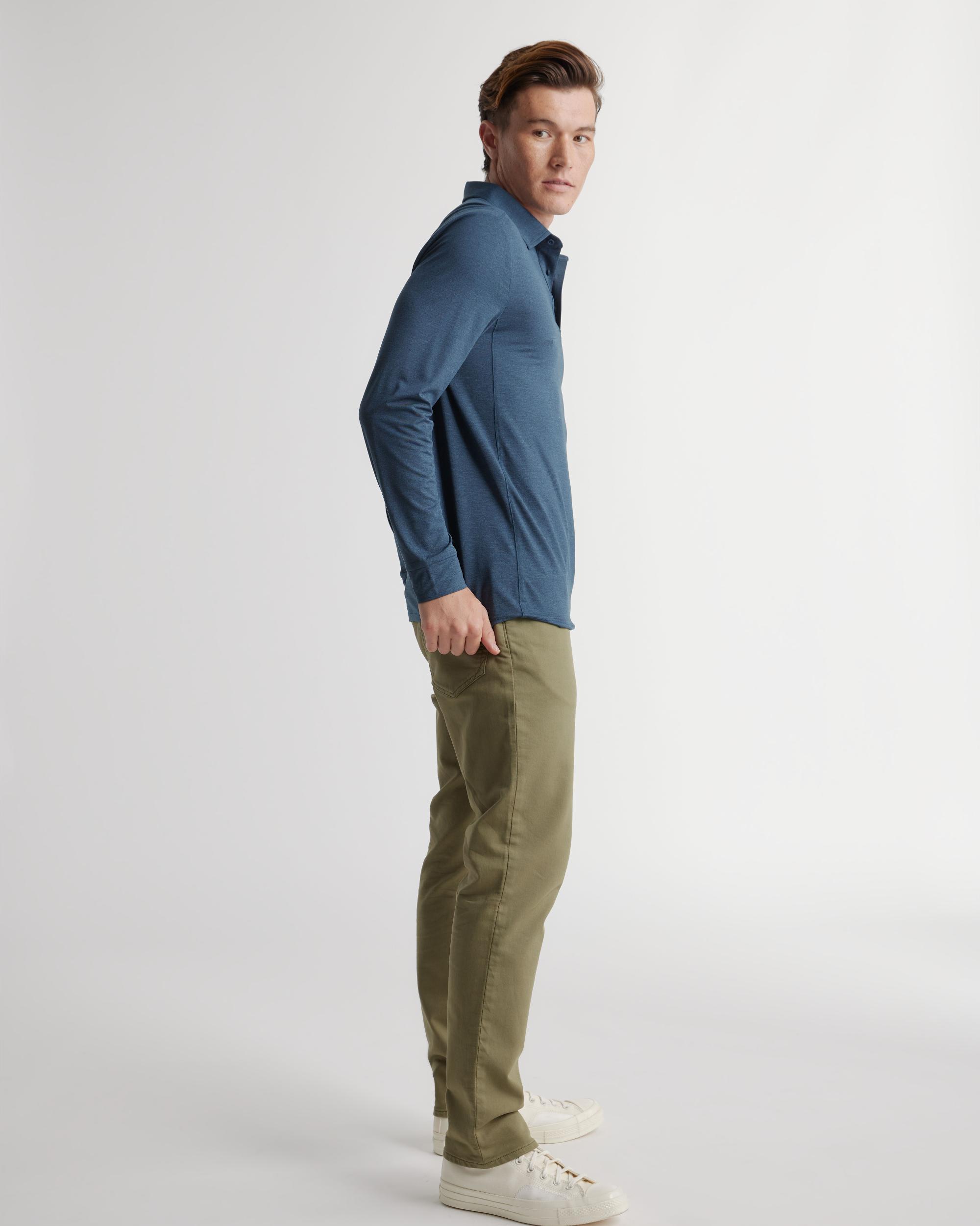 Quince | Men's Flowknit Breeze Performance Long Sleeve Polo Size XL, Recycled Polyester Product Image
