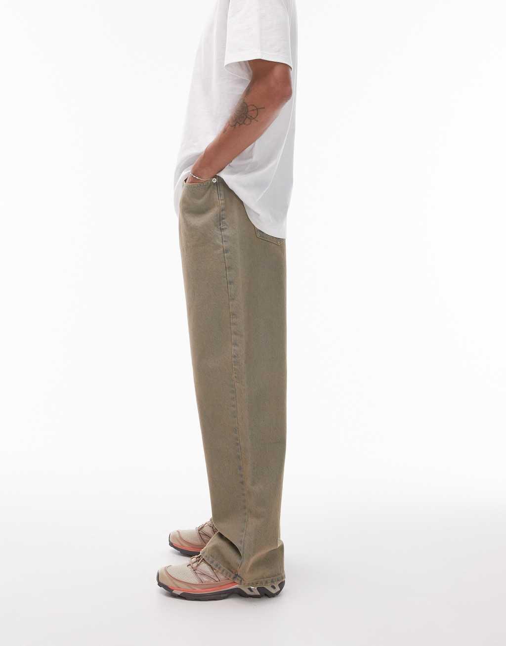 Topman wide leg jeans in heavy rust tint wash Product Image