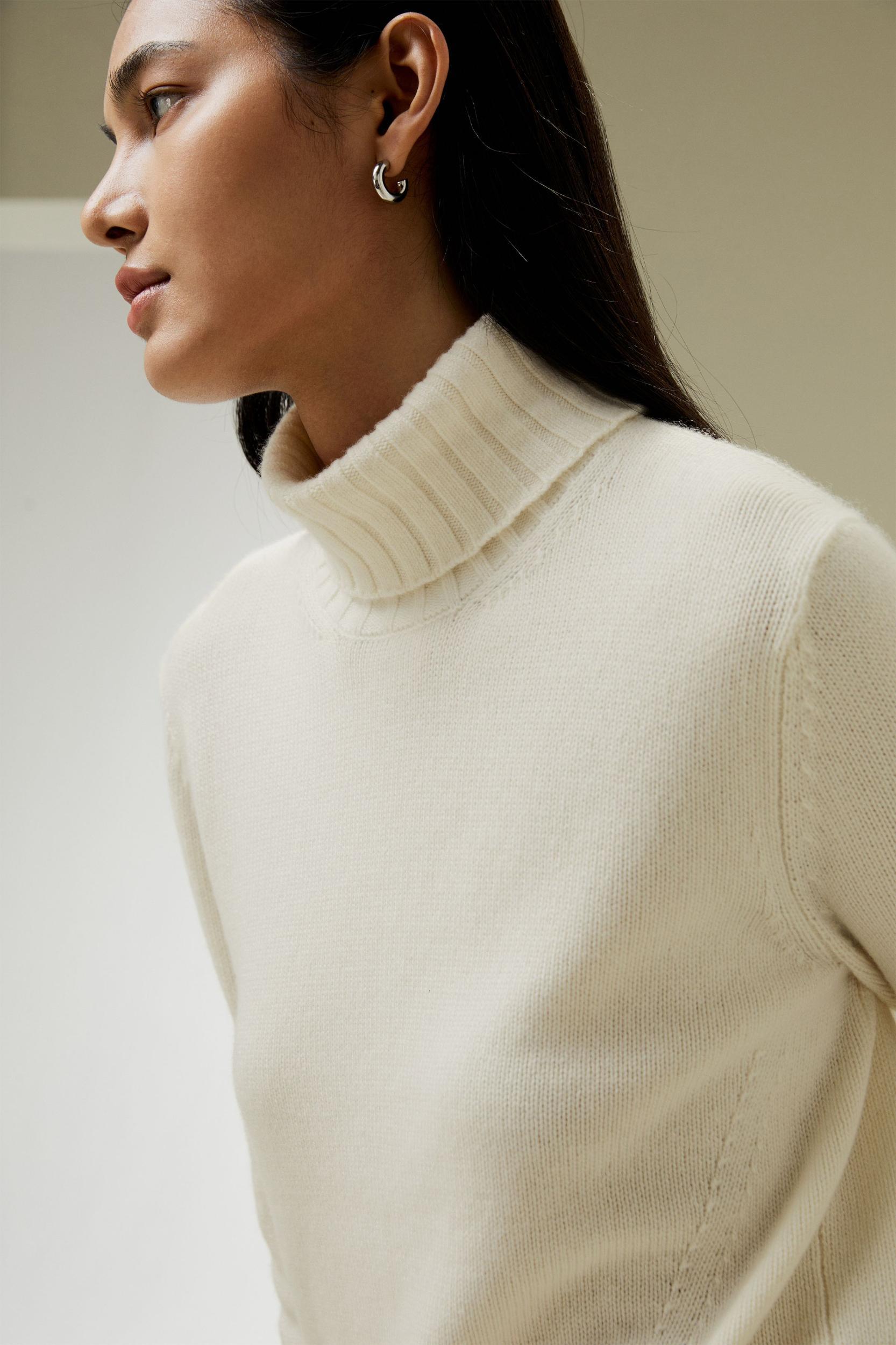 Turtleneck Sweater with Rib Hemline Product Image
