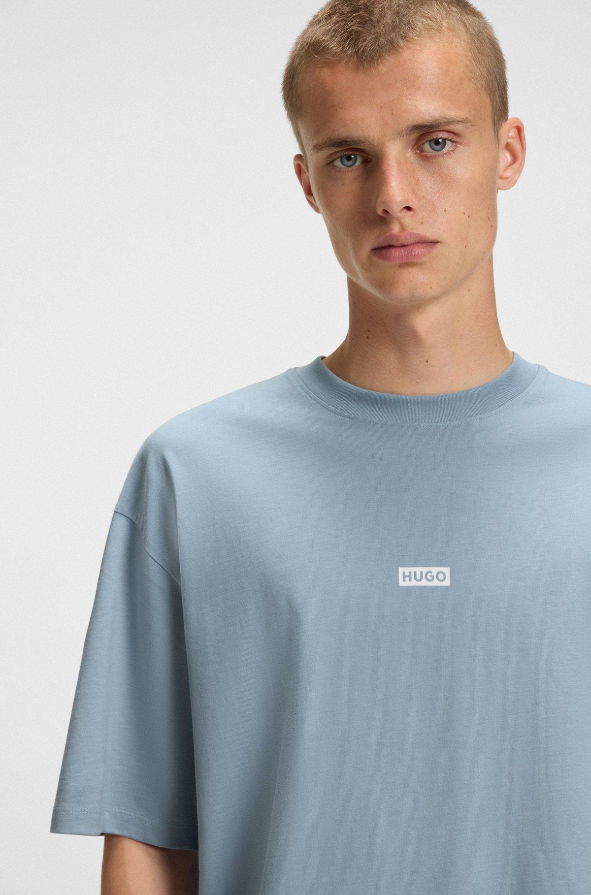 HUGO - Loose-fit T-shirt in cotton with rear logo artwork - Light Blue Product Image
