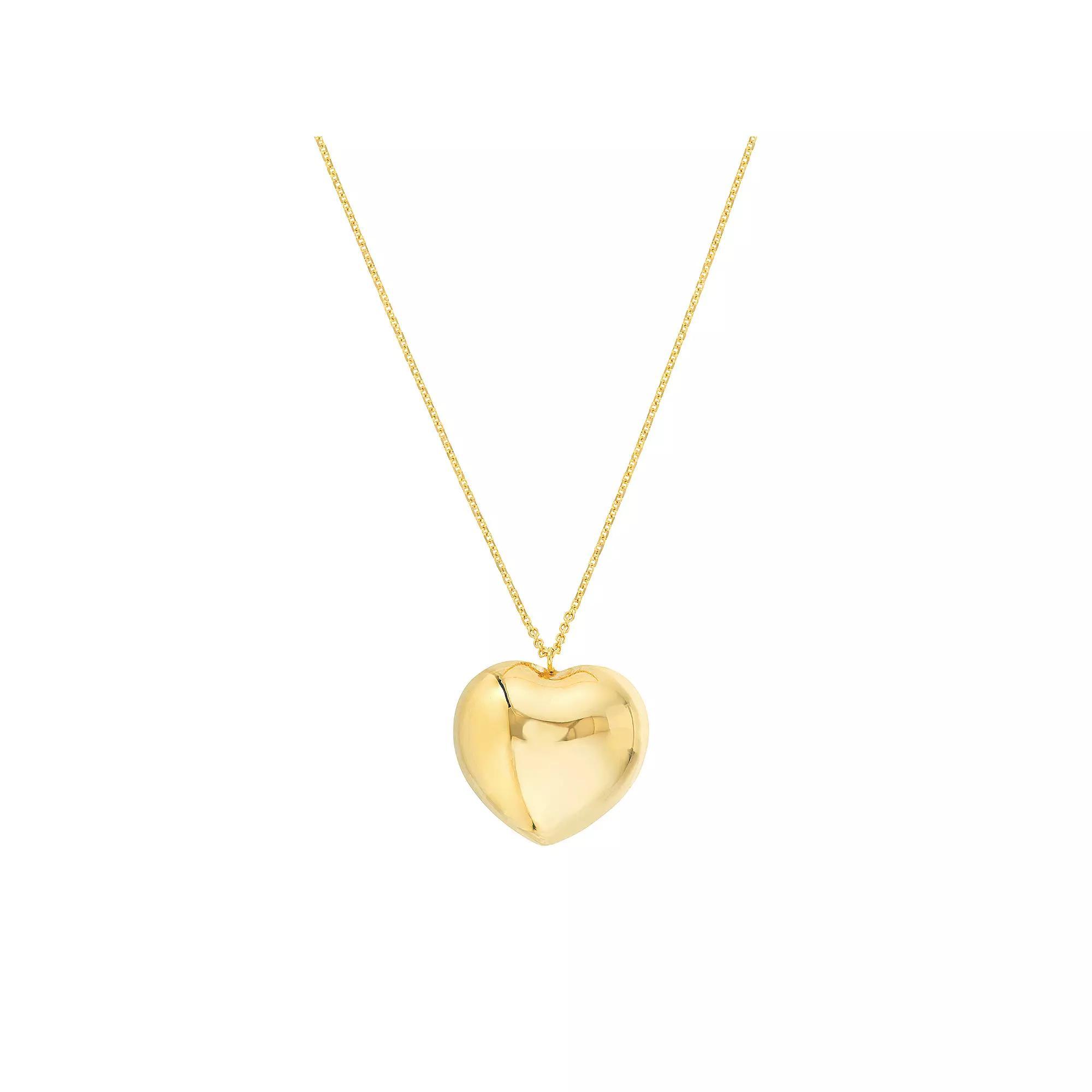 14k Gold Puffed Heart Pendant Necklace, Women's, Size: 18" Product Image