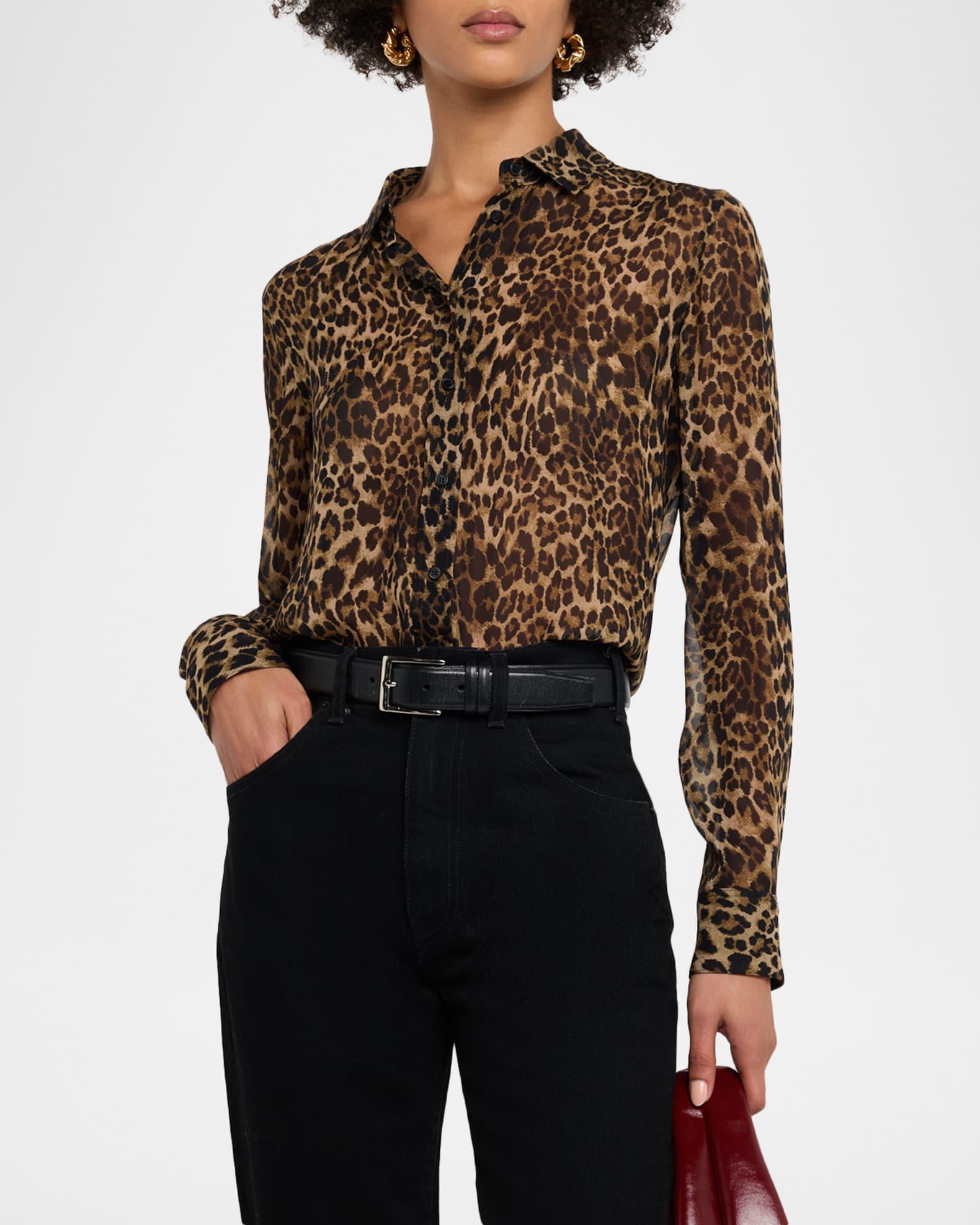 Gaia Polka-Dot Silk Slim Button-Down Shirt Product Image
