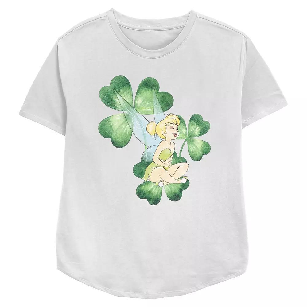 Disney's Tinker Bell Shamrock Women's Relaxed Fit Graphic Tee, Size: XXL, White Product Image