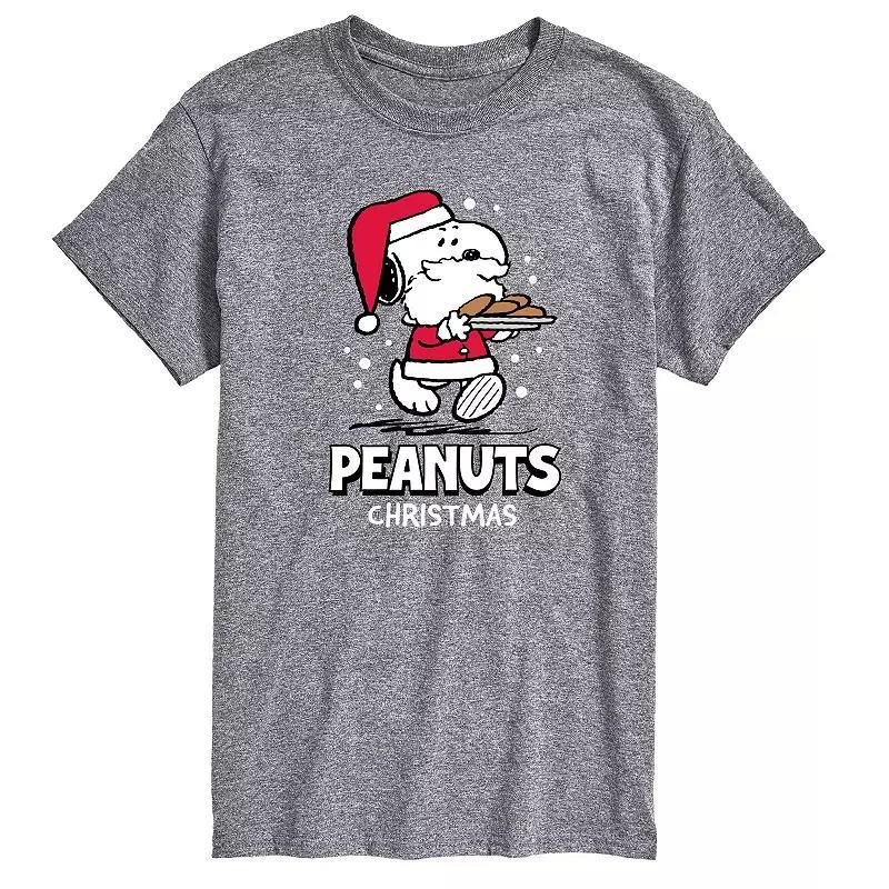 Mens Peanuts Santa Snoopy Cookies Graphic Tee Grey Gray Product Image