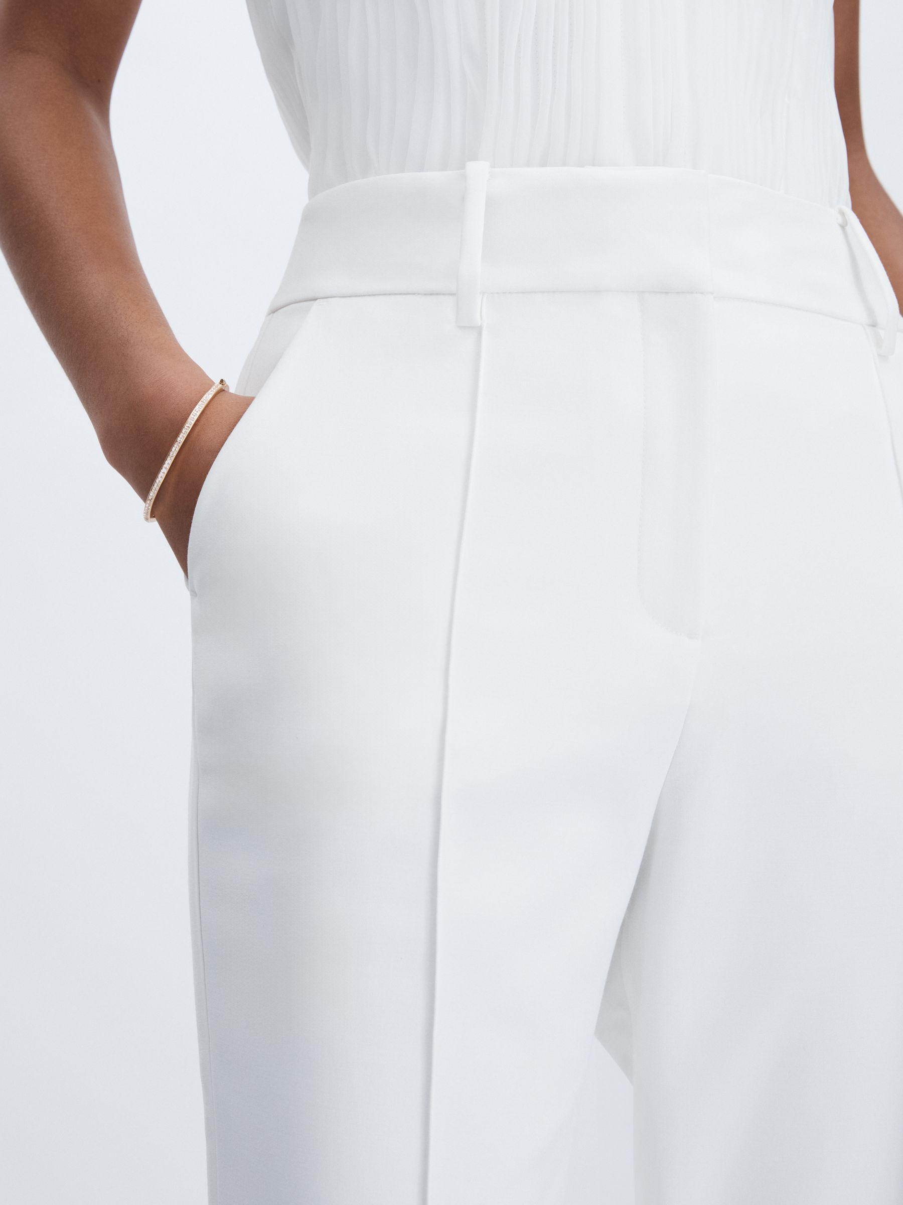 Acler Slim-Fit Ivory Ankle-Zip Tailored Trousers in Ivory Product Image