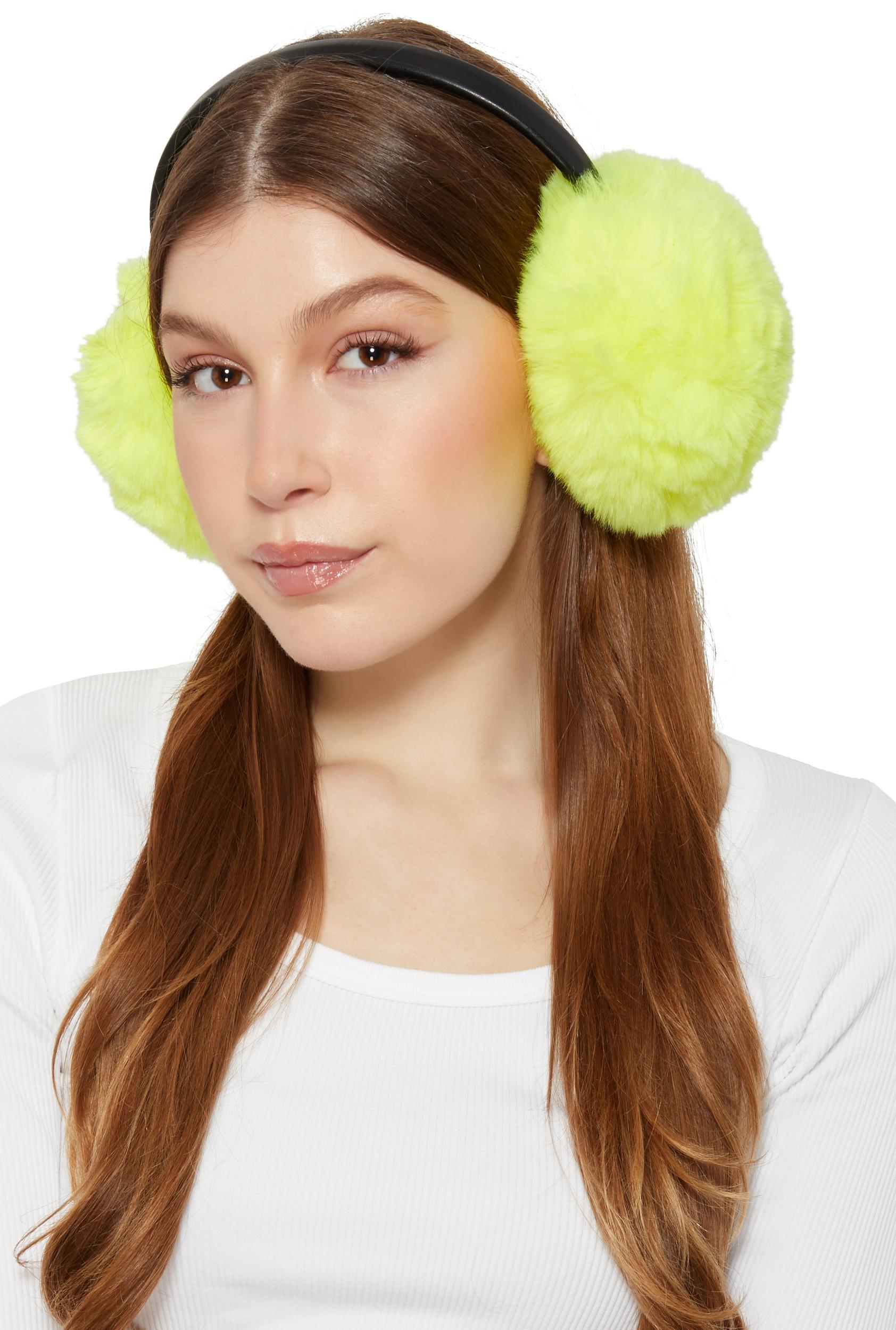 Faux Leather Band Faux Fur Earmuffs Female Product Image