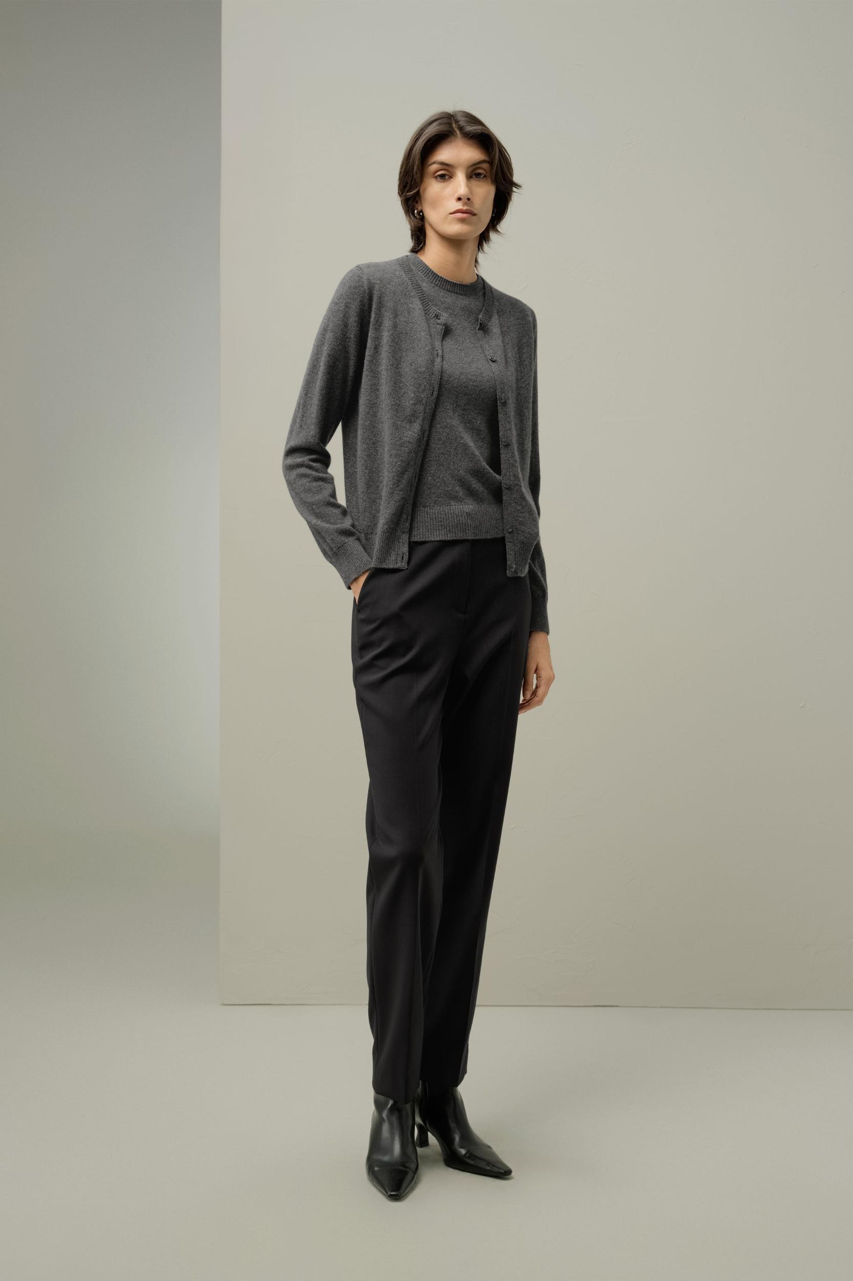 Cashmere Fitted Crew Neck Cardigan Product Image