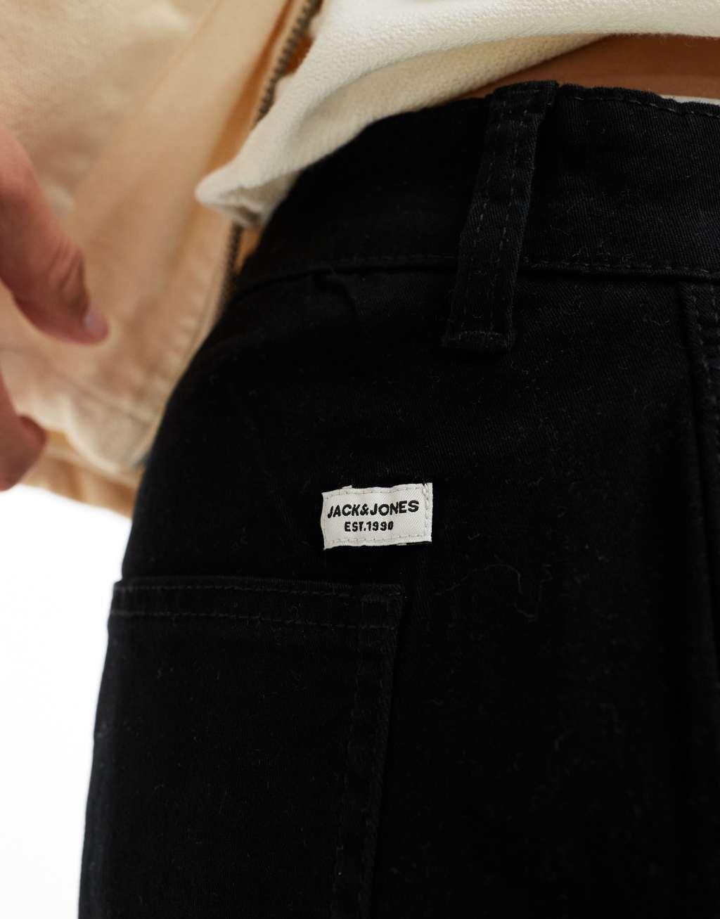 Jack & Jones evan baggy fit worker pants in black  Product Image