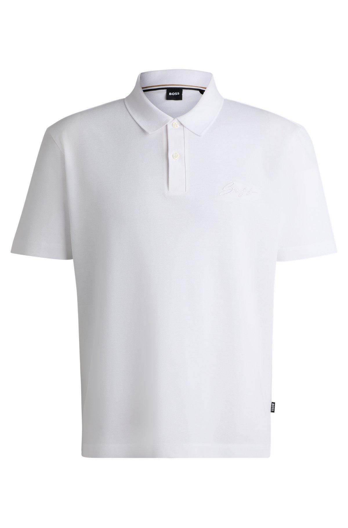Mercerized-cotton polo shirt with script logo Product Image