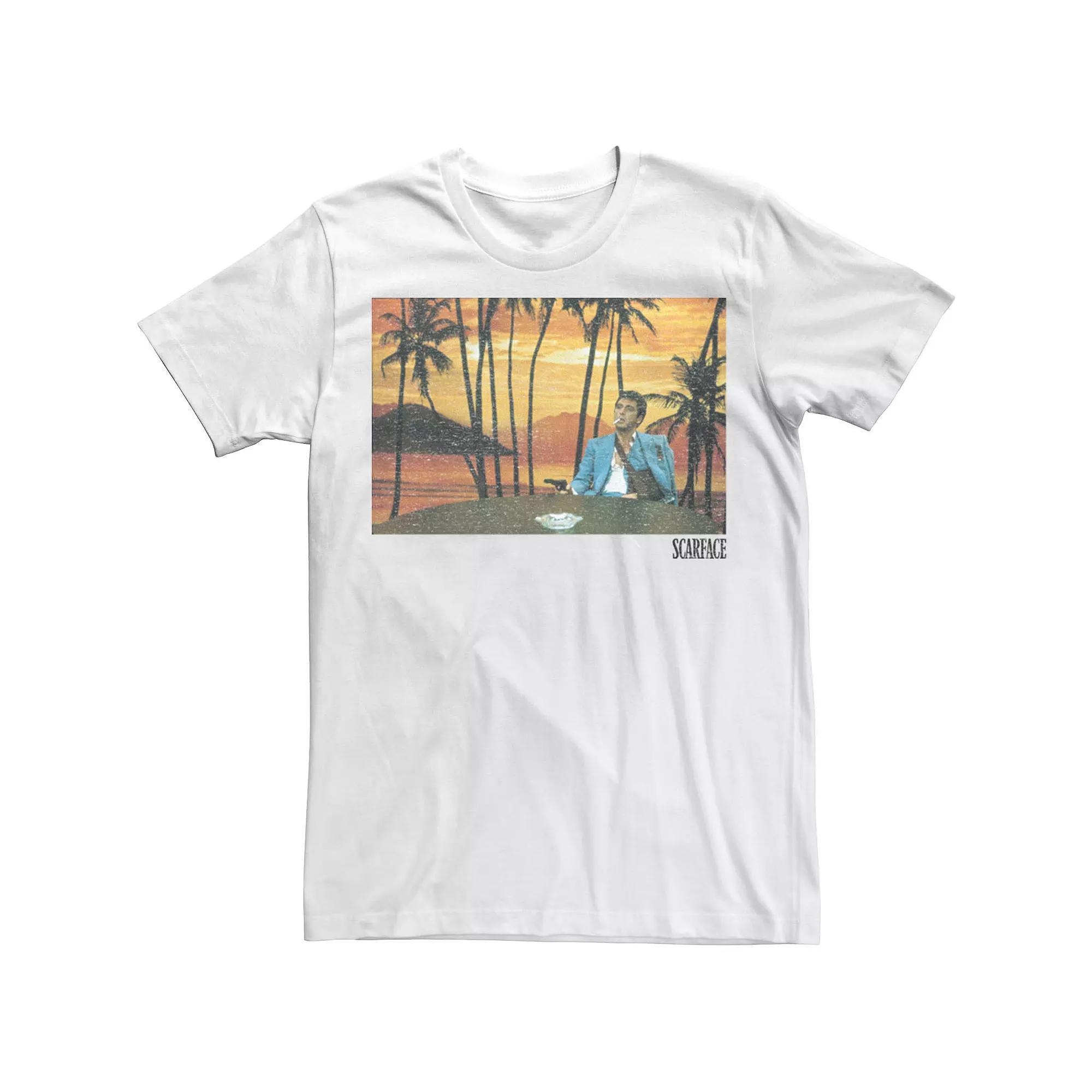 Men's Scarface Sunset Backdrop Beach Tee, Size: XL, White Product Image