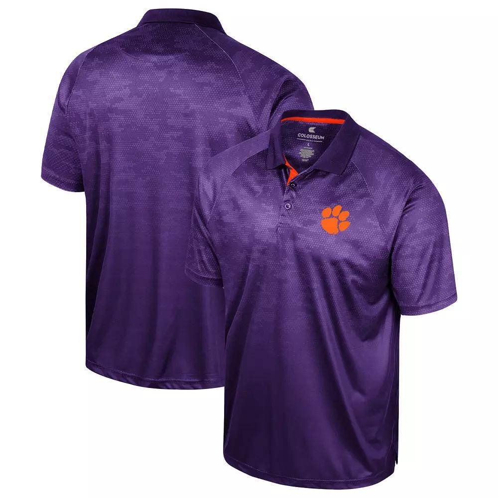Men's Colosseum Purple Clemson Tigers Honeycomb Raglan Polo, Size: Medium Product Image