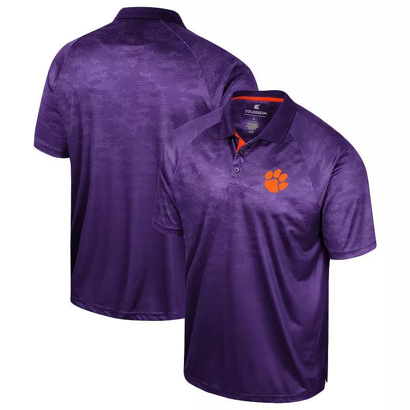 Men's Colosseum Purple Clemson Tigers Honeycomb Raglan Polo, Size: Medium Product Image