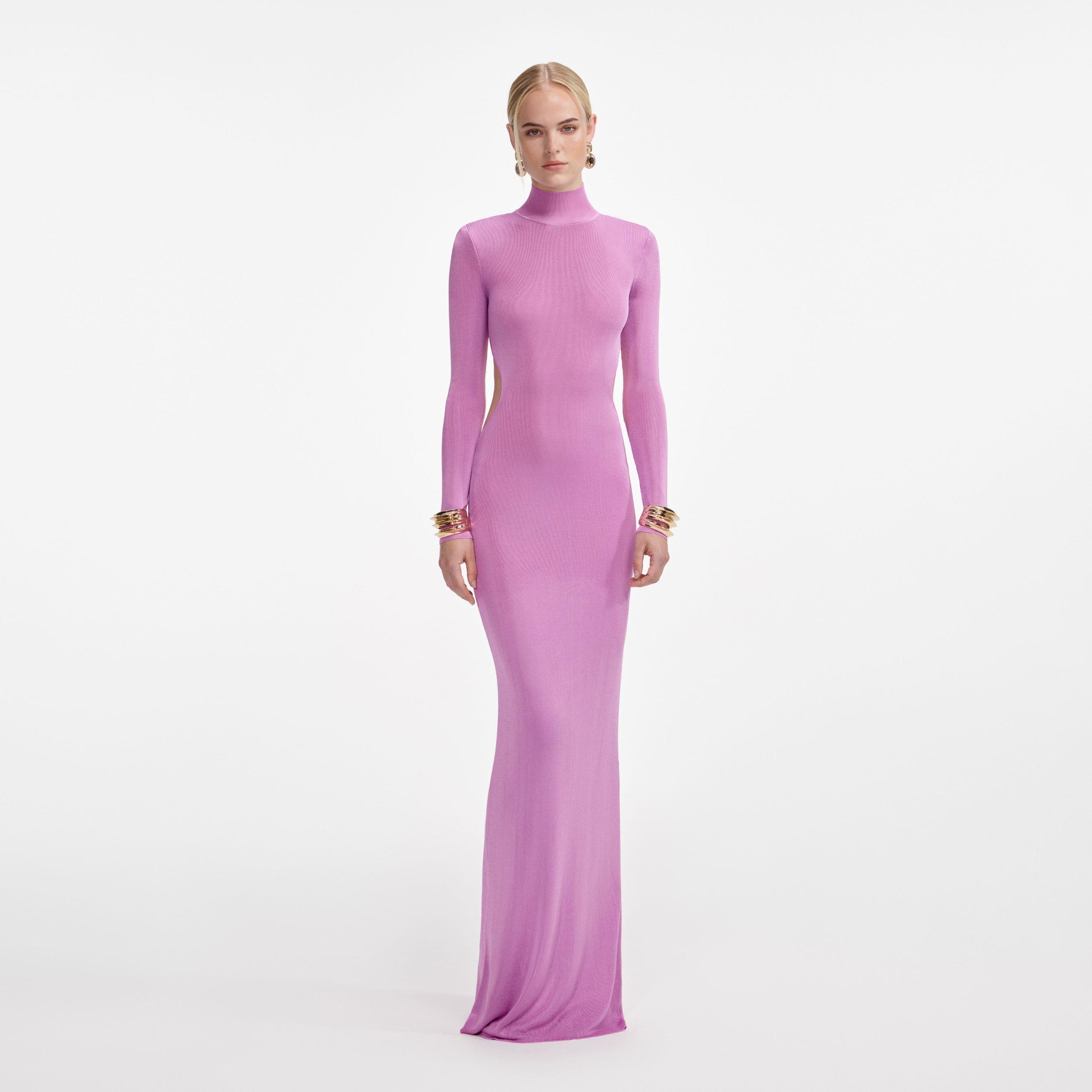 Pink Viscose Knit Maxi Dress Product Image