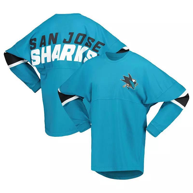 Women's Fanatics Branded Teal San Jose Sharks Jersey Long Sleeve T-Shirt, Size: XL, Sks Blue Product Image