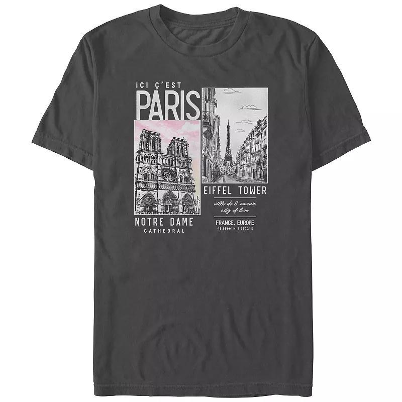 Men's Paris Places Of Interest Graphic Tee, Size: XL, Grey Product Image