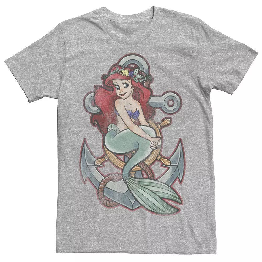 Disney's The Little Mermaid Tattoo Anchor Pose Men's Tee, Size: Small, Athletic Grey Product Image