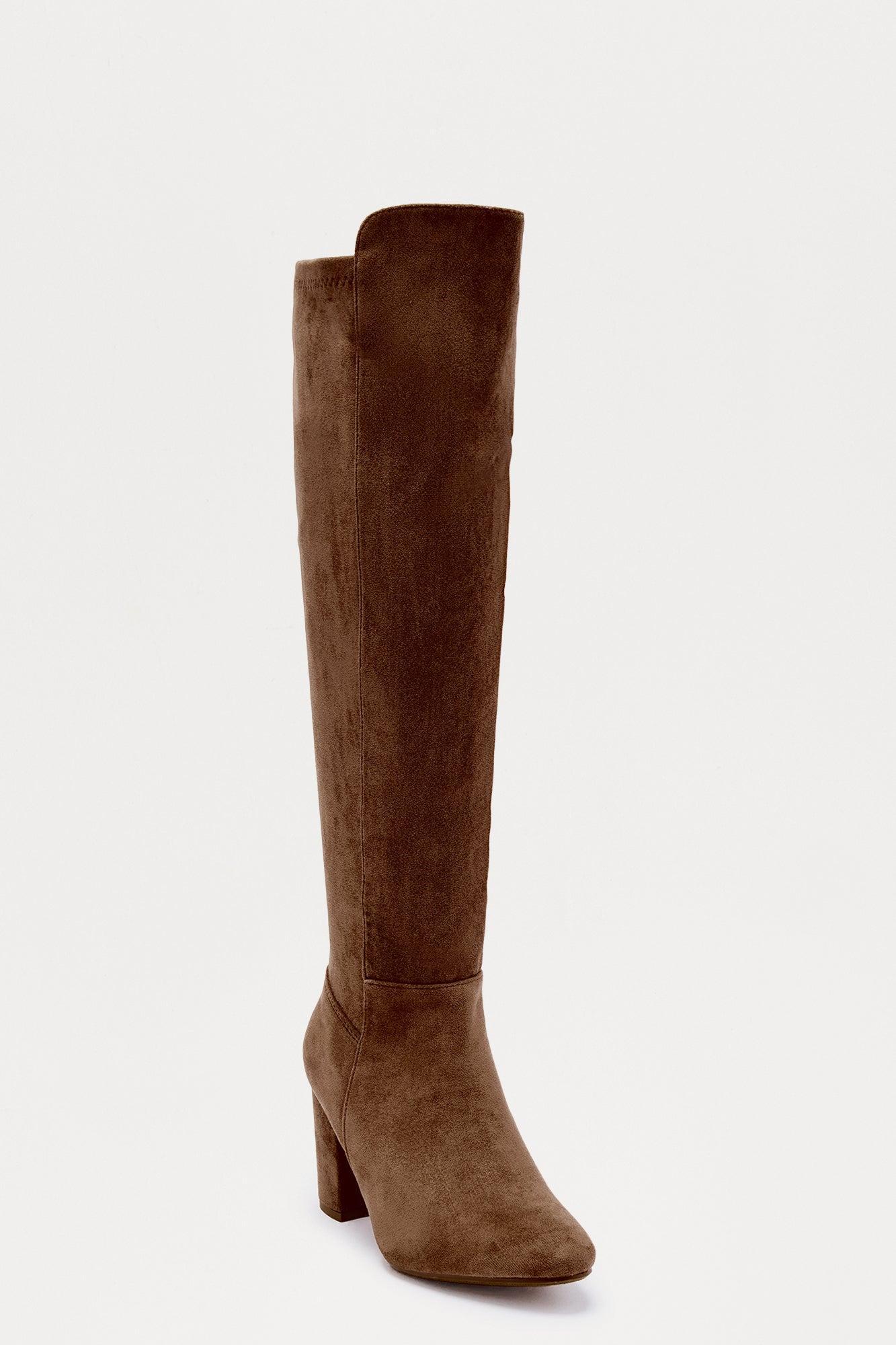 Bridge Faux Suede Boots - Brown Product Image
