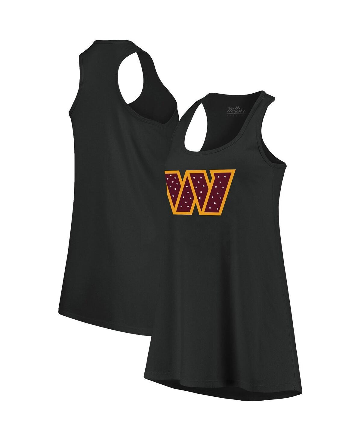 Women's Majestic Threads Black Washington Commanders Bling Scoop Neck Racerback Tank Top, Size: Medium, Wft Black Product Image