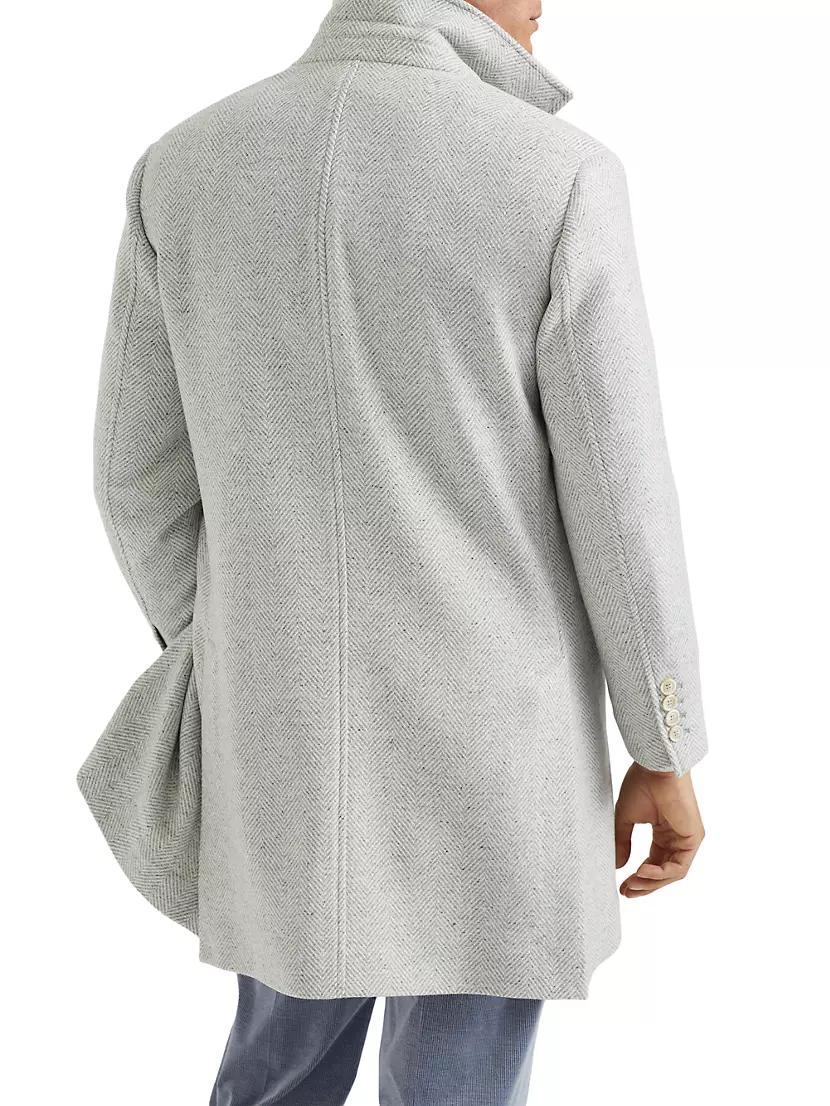 Wool, Silk and Cashmere Chevron Coat Product Image