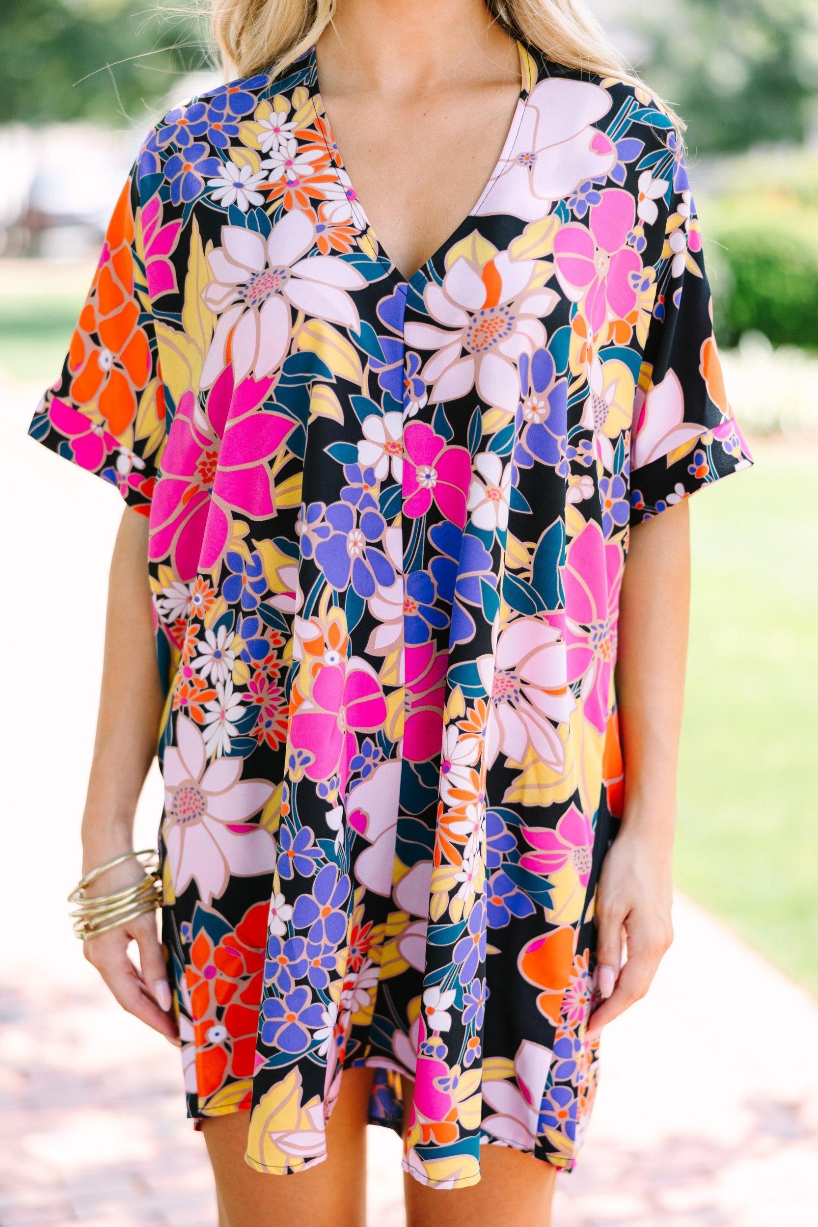 Easily Accepted Black Floral Dress Female Product Image