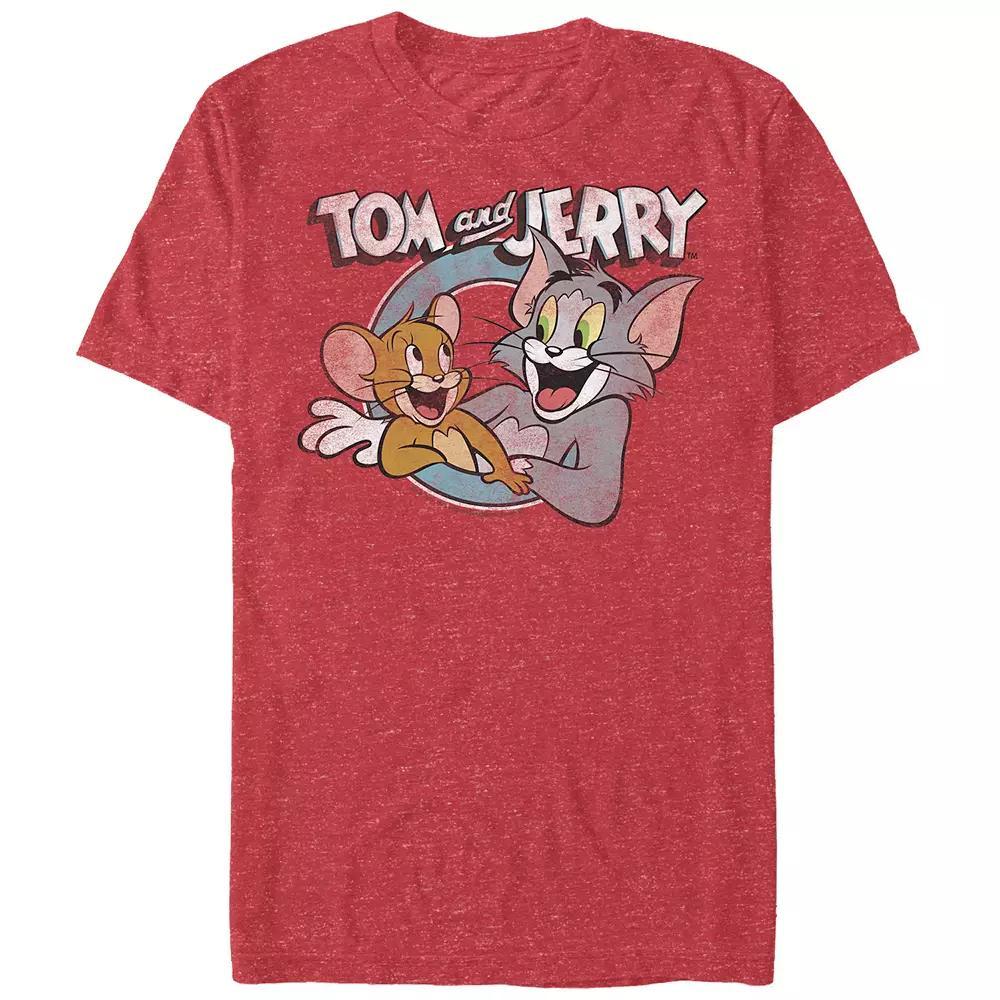 Big & Tall Tom & Jerry Classic Stamp Graphic Tee, Men's, Size: 4XL, Red Grey Product Image