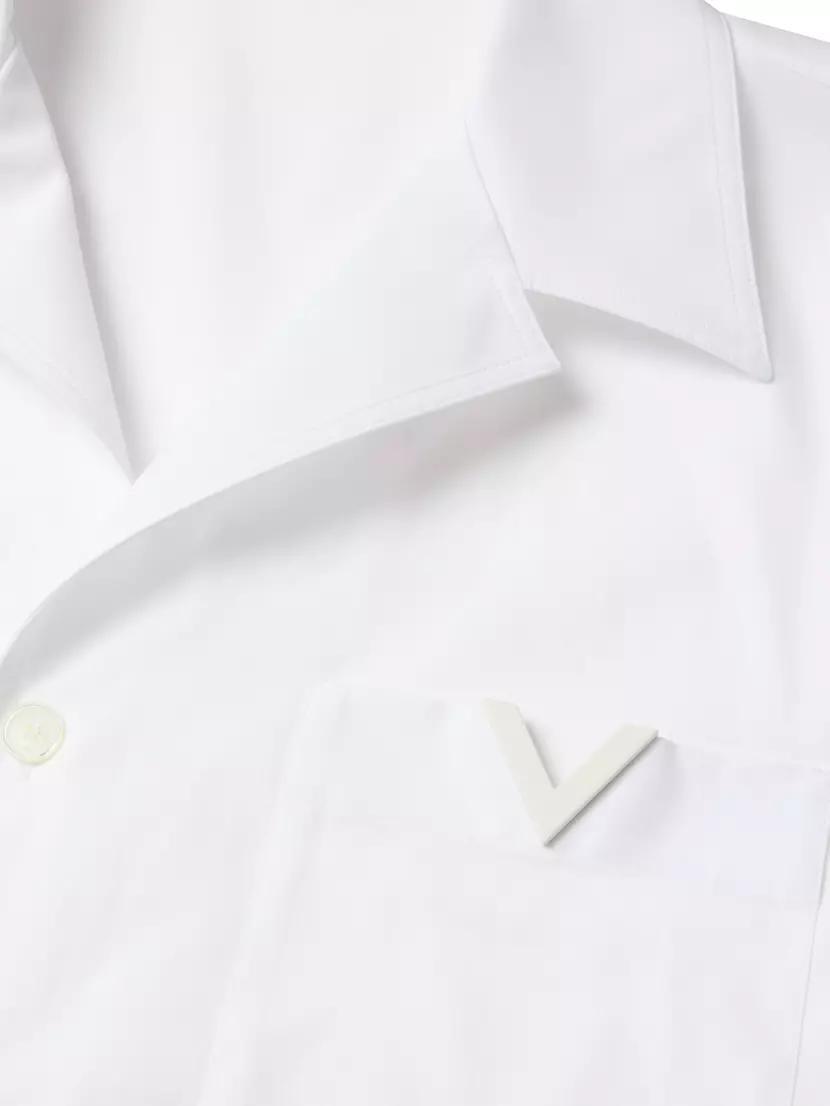 Cotton Poplin Bowling Shirt with Rubberized V Detail Product Image
