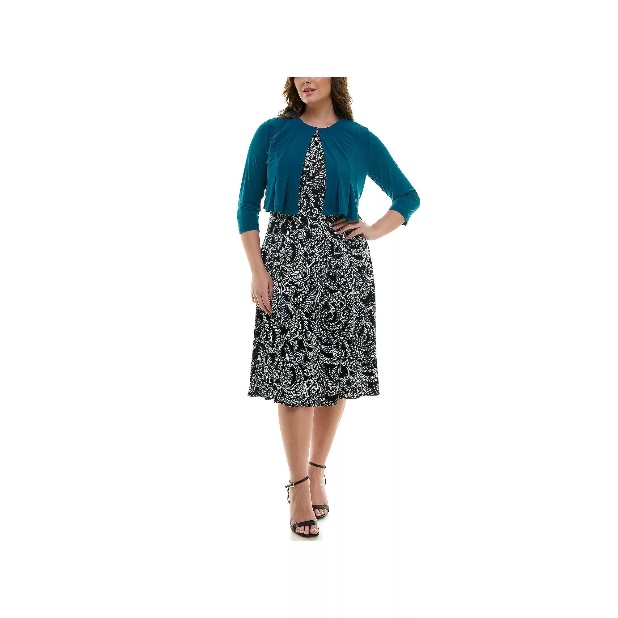 Women's Danny & Nicole 2-pc. Cardigan & Patterned Dress Set, Size: 8, Henna Product Image