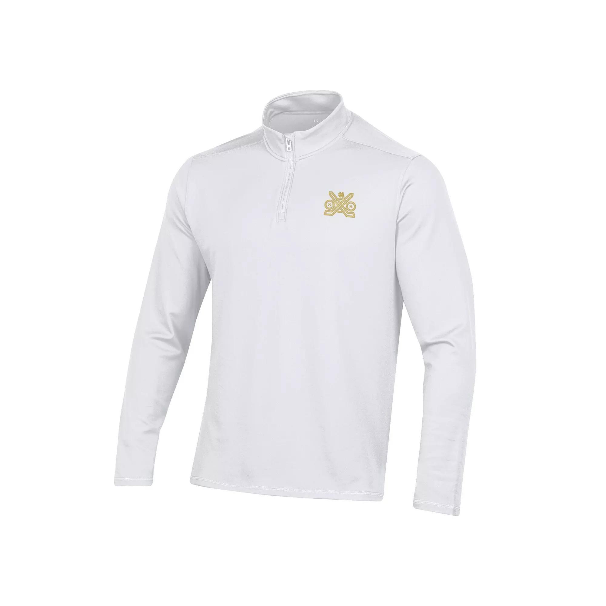 Men's Under Armour White Notre Dame Fighting Irish Ireland Motion Quarter-Zip Pullover Top, Size: Medium Product Image