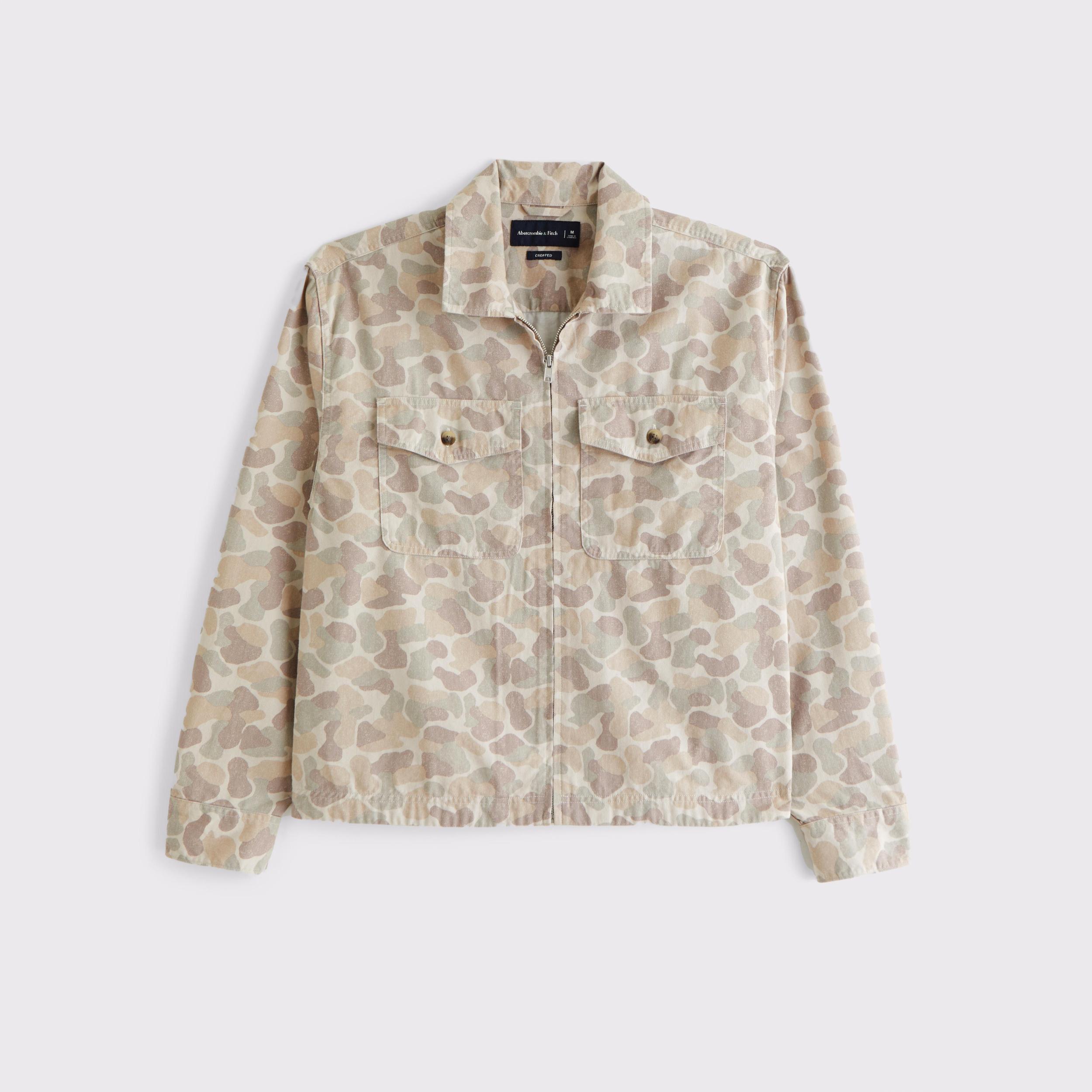 Cropped Twill Zip Shirt Jacket Product Image