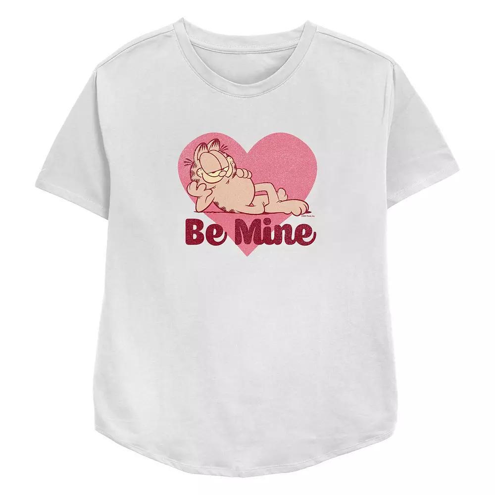 Women's Garfield Be Mine Relaxed Fit Graphic Tee, Size: Small, White Product Image
