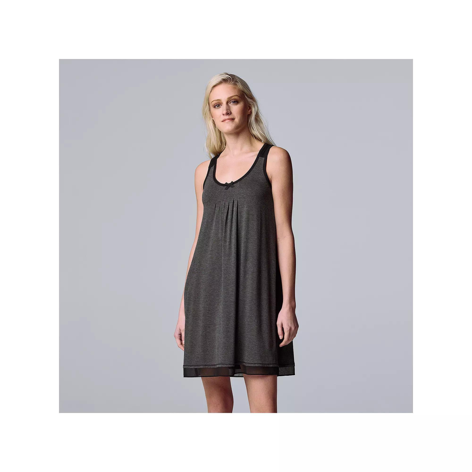 Women's Simply Vera Vera Wang Basic Luxury Chemise, Size: Large, Grey Coal Product Image