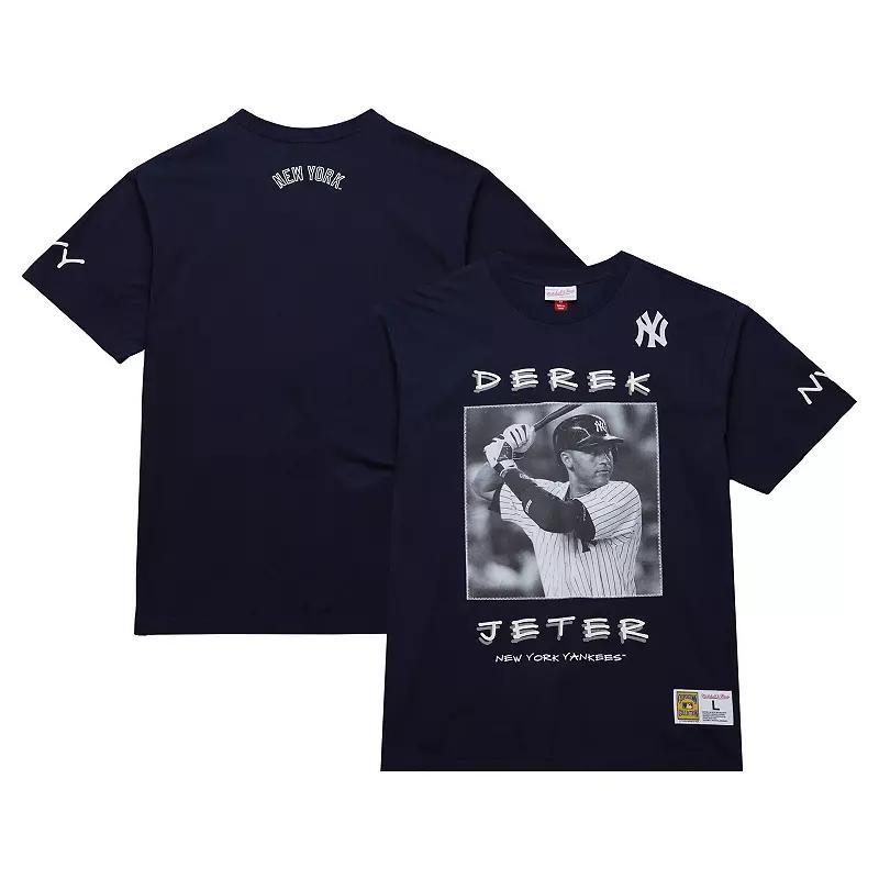 Men's Mitchell & Ness Derek Jeter Navy New York Yankees Cooperstown Collection Heavyweight Premium Player Vintage Logo T-Shirt, Size: Small, Blue Product Image
