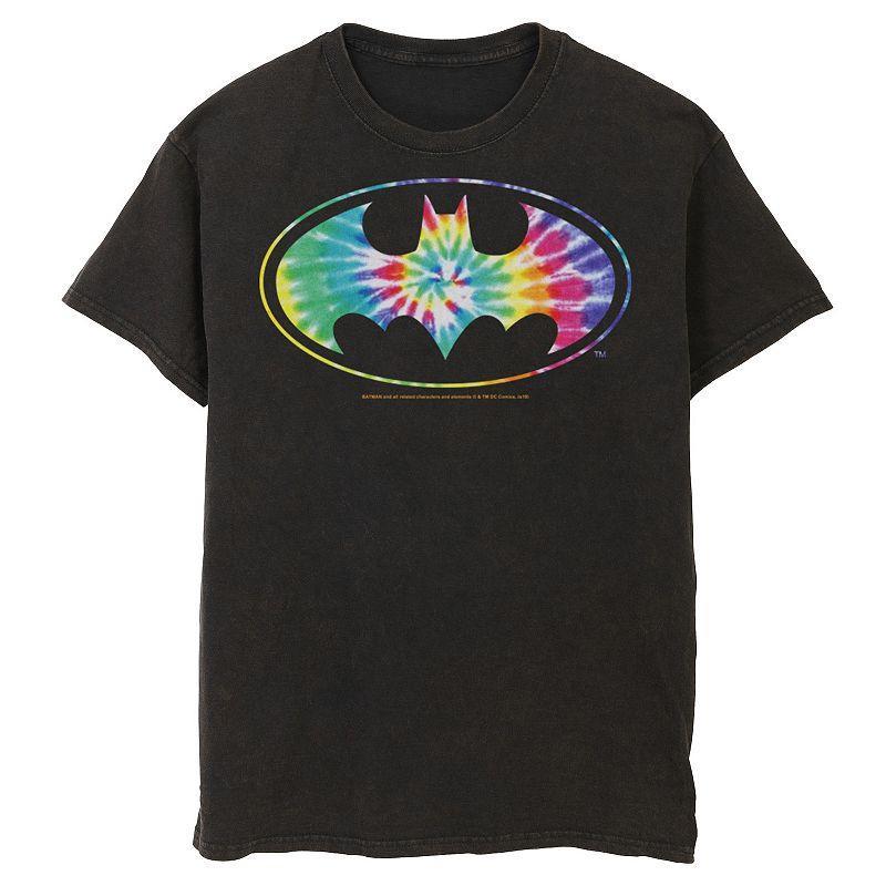 Mens DC Comics Batman Classic Tie Dye Bat Logo Tee Grey Product Image