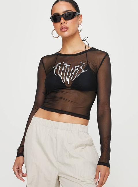 Future Mesh Long Sleeve Top Black Product Image