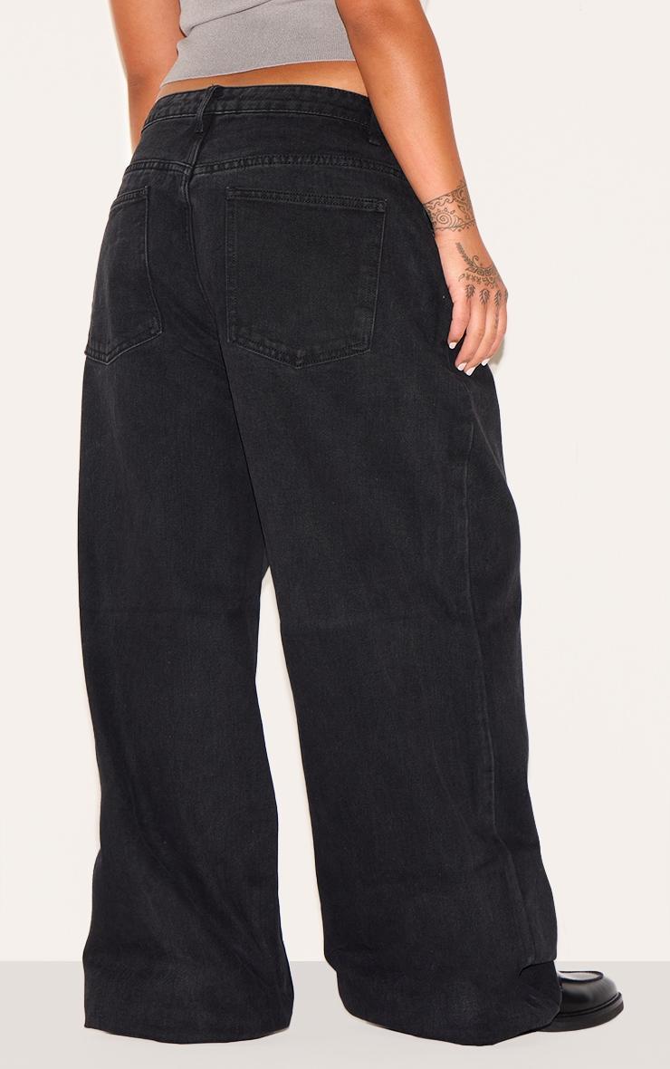Plus Black High Waist Faded Boyfriend Jeans Product Image