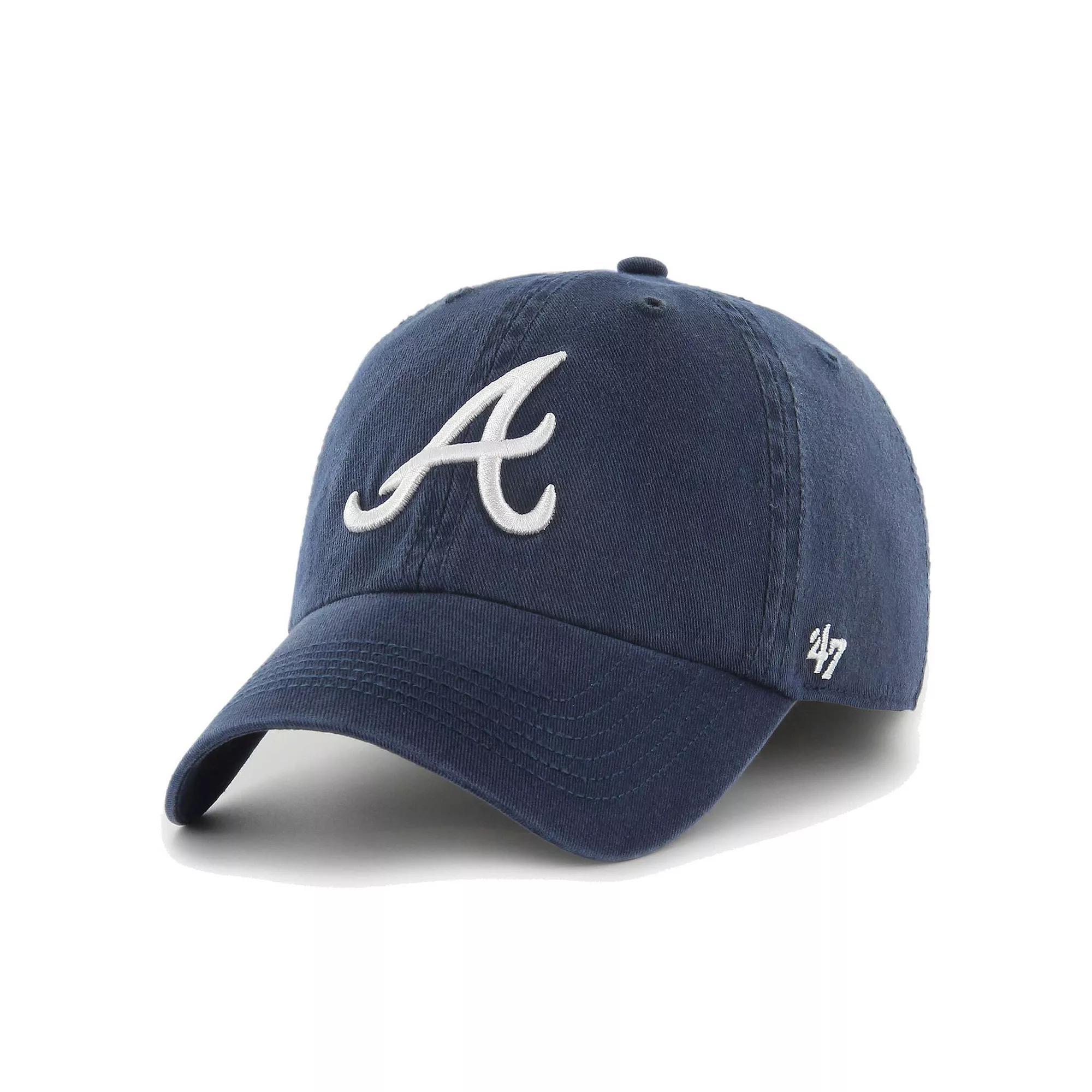 Men's '47 Navy Atlanta Braves Franchise Logo Fitted Hat, Size: Medium, Blue Product Image