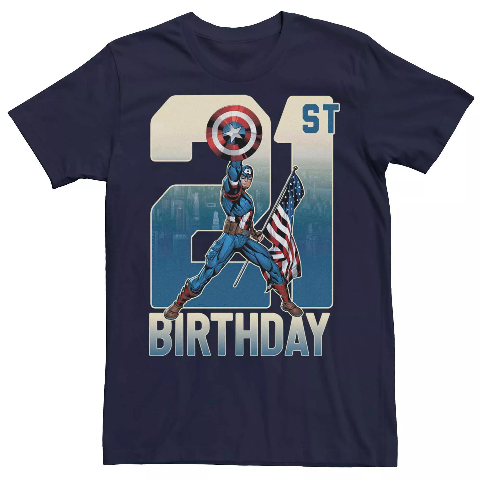 Men's Captain America 21st Birthday Tee, Size: Small, Blue Product Image