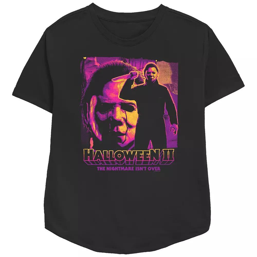 Women's Halloween II Michael Myers The Nightmare Isn't Over Relaxed Fit Graphic Tee, Size: Large, Black Product Image