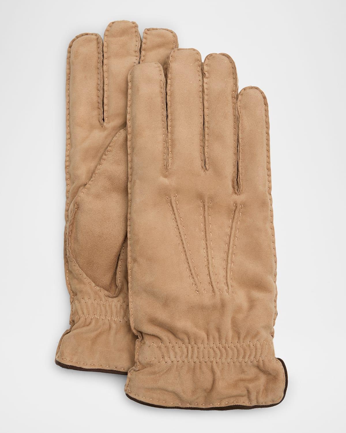 Mens Suede Cashmere-Lined Riding Gloves Product Image