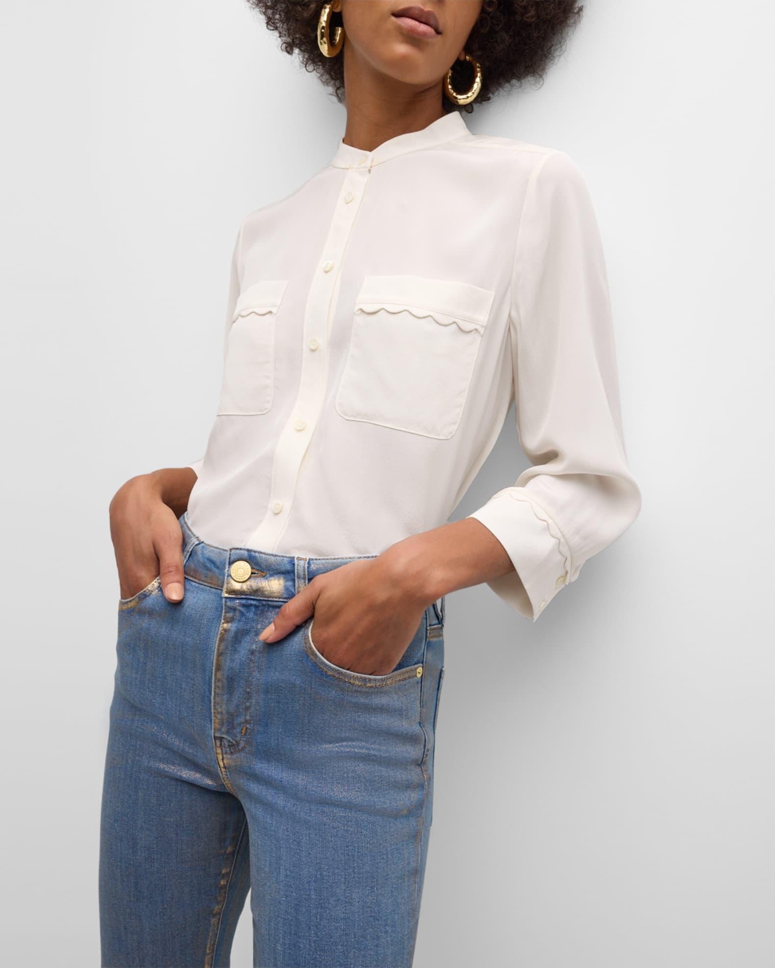 Scallop-Trim Silk Shirt Product Image