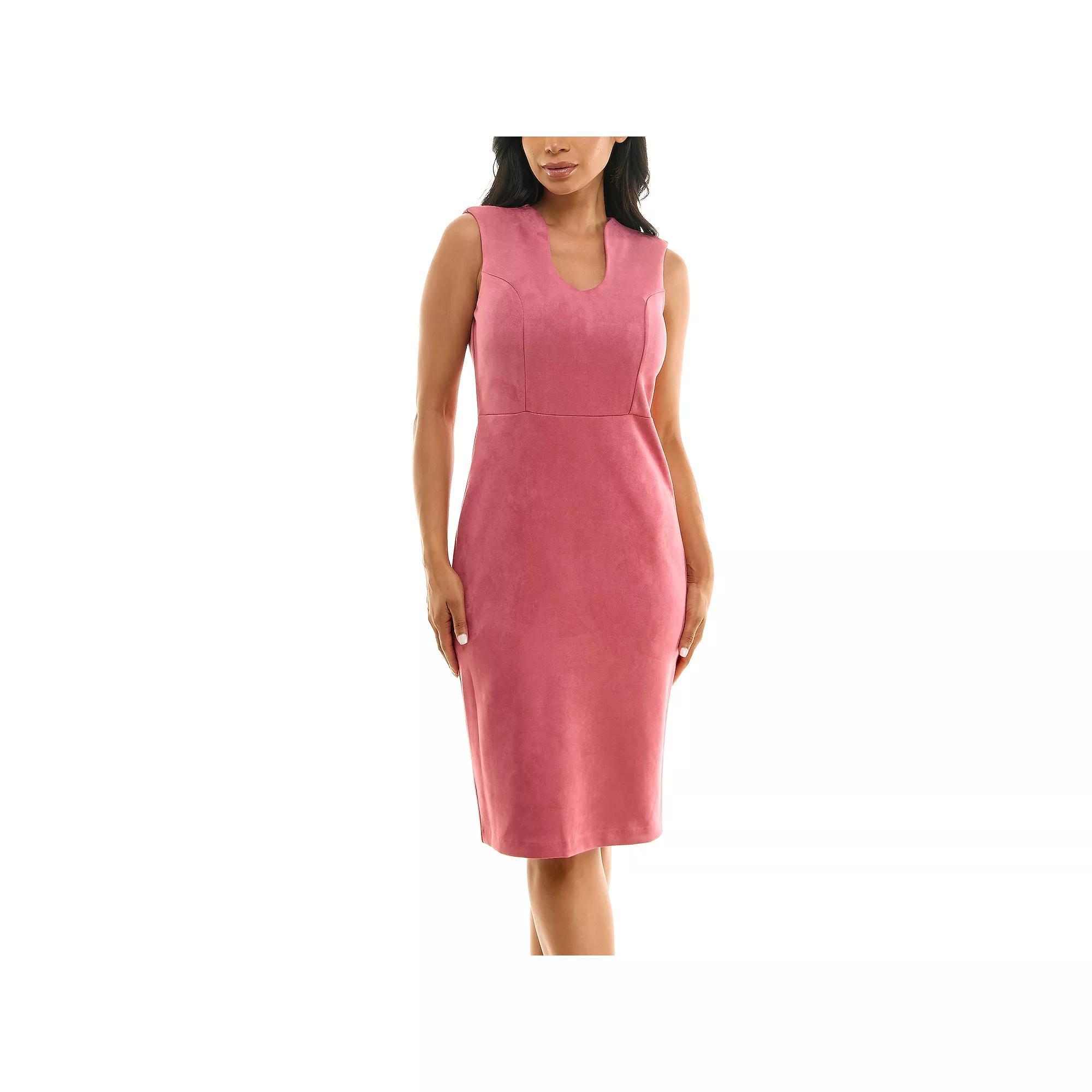 Women's Nina Leonard U-Neck Midi Dress, Size: Large, Pink Orchid Product Image