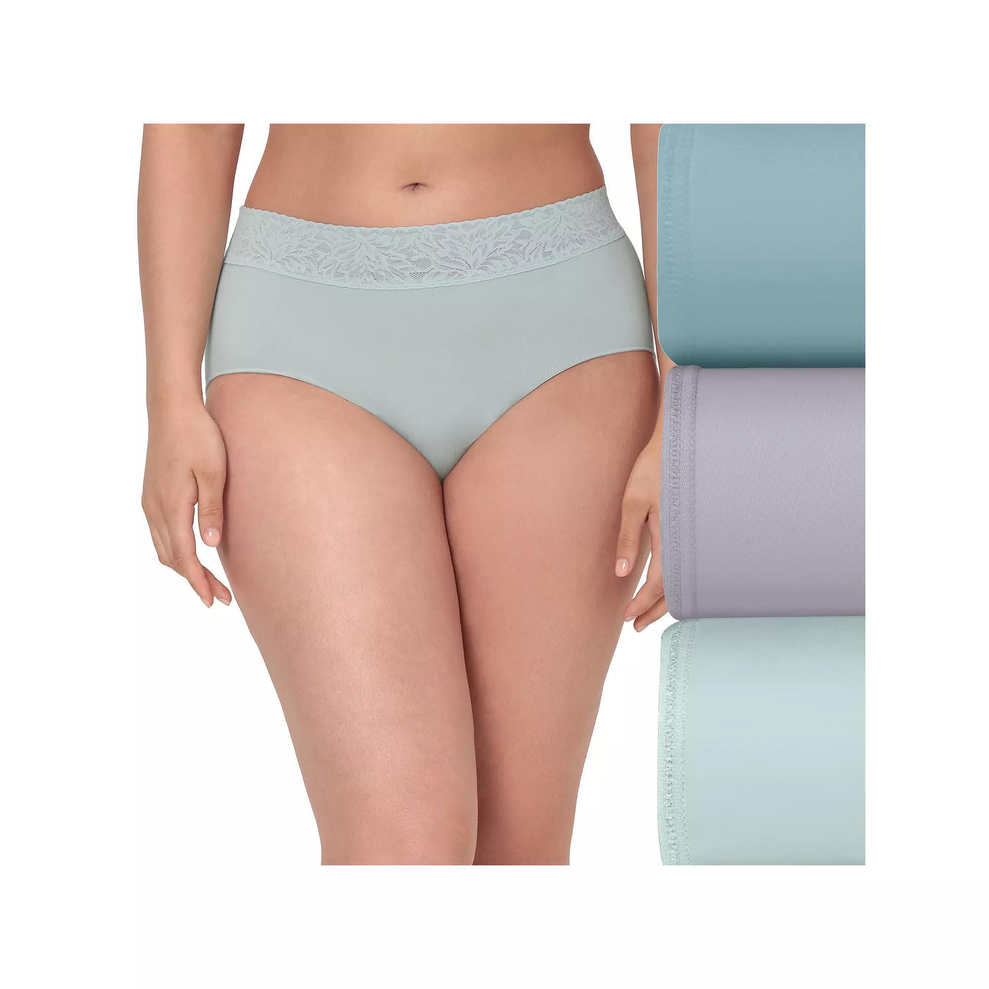 Bali 3-Pack Modern Seamless Lace Trim Brief Underwear DFMLB3, Women's, Size: 5, Black Blush Purple Product Image