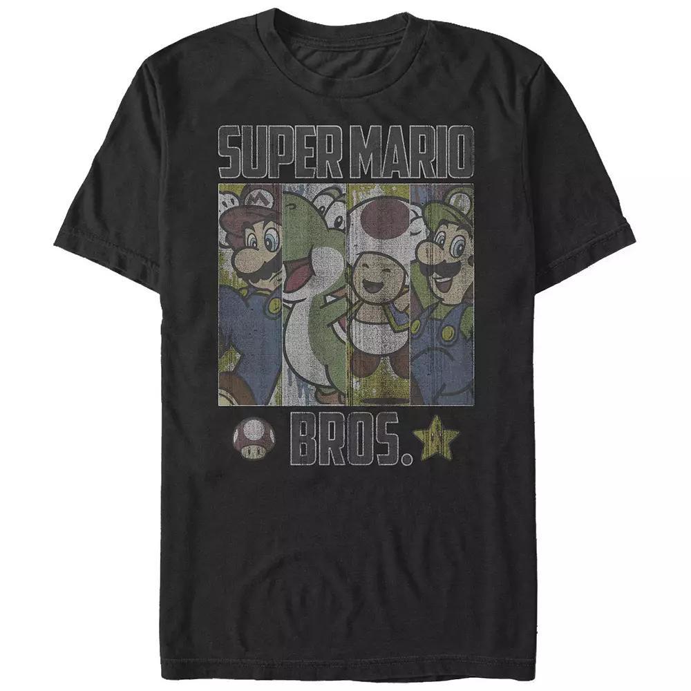 Mens Super Mario Retro Blinds Boxed Up Group Shot Graphic Tee Product Image