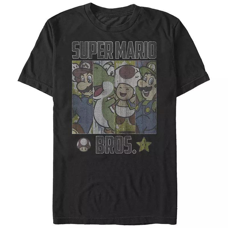 Mens Super Mario Retro Blinds Boxed Up Group Shot Graphic Tee Product Image