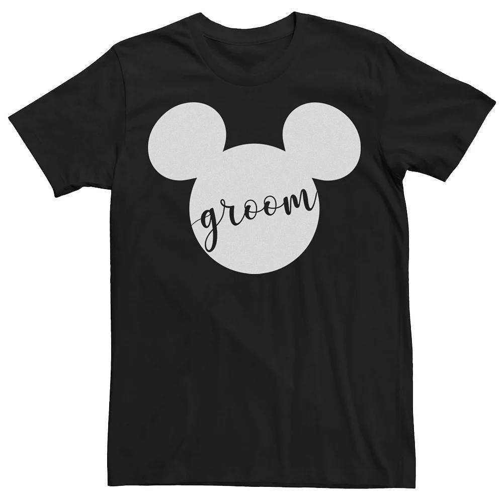Disney's Mickey Mouse Men's Head Silhouette Groom Cursive Text Tee, Size: Medium, Black Product Image