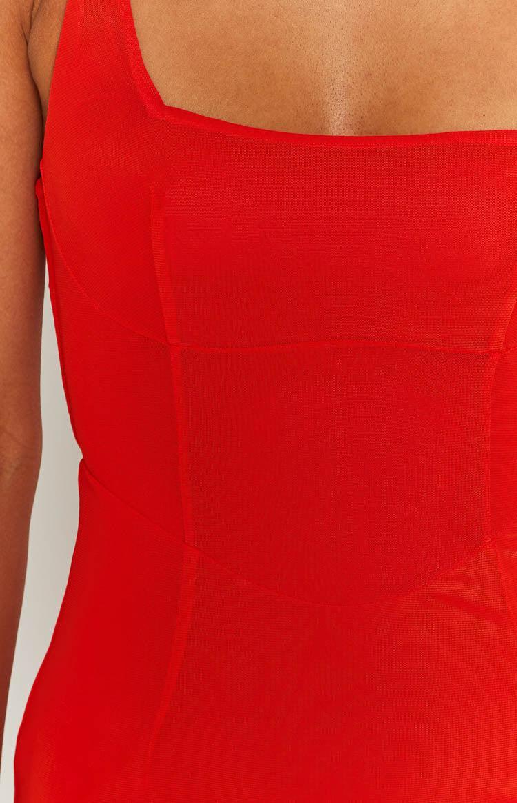 Amber Red Corset Formal Maxi Dress Product Image