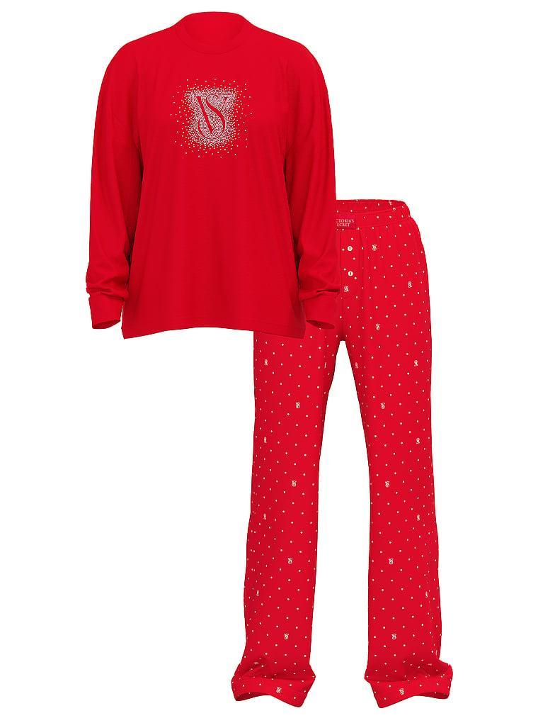 Flannel Popover Long Pajama Set Product Image