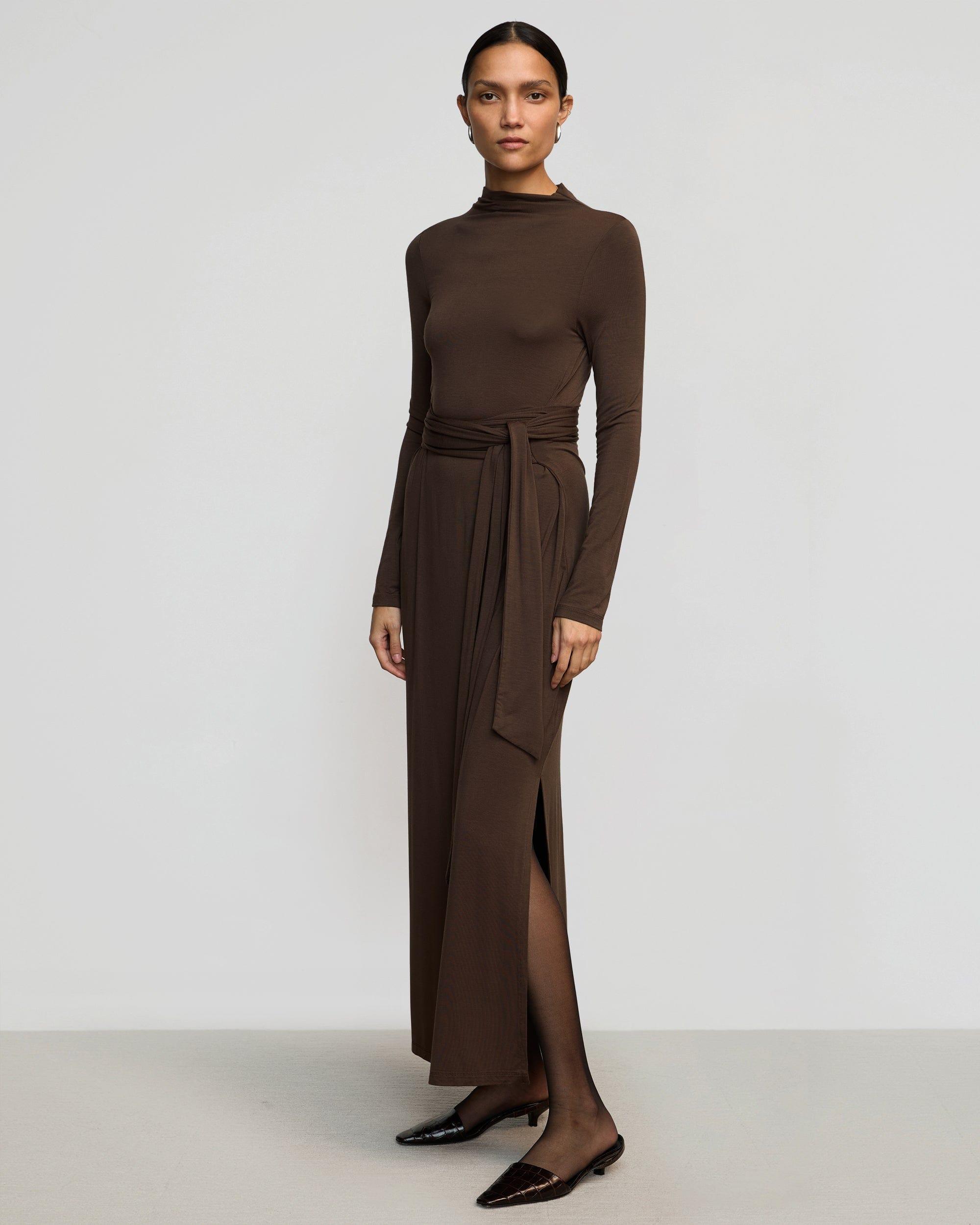 Vero Tie-Front Long-Sleeve Dress Product Image