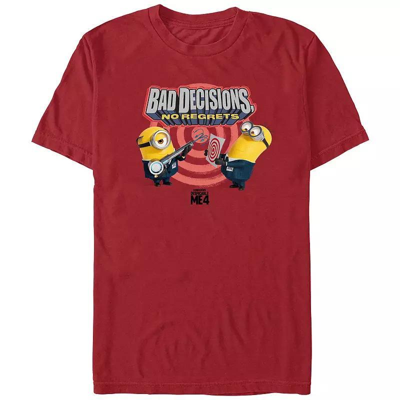 Men's Despicable Me 4 Minions Bad Decisions No Regrets Graphic Tee, Size: XXL, Red Product Image
